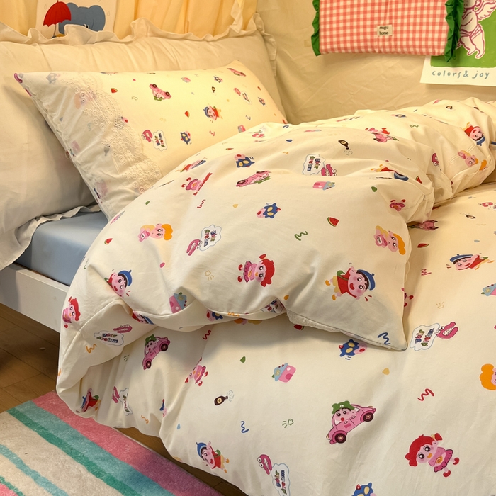 91家纺网 家纺一手货源 找家纺 澜妃 2025新款糯叽叽水洗棉全棉蕾丝花边宿舍床上下铺三件套-艾意系列 艾意-小新控