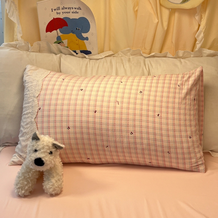 91家纺网 家纺一手货源 找家纺 澜妃 2025新款糯叽叽水洗棉全棉蕾丝花边宿舍床上下铺三件套-艾意系列 艾意-樱桃计划