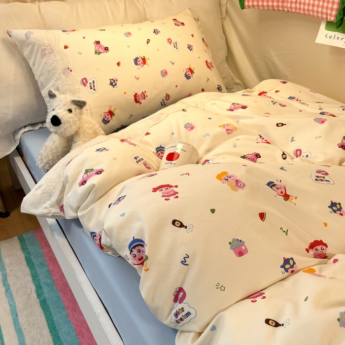 91家纺网 家纺一手货源 找家纺 澜妃 2025新款糯叽叽水洗棉全棉蕾丝花边宿舍床上下铺三件套-艾意系列 艾意-小新控