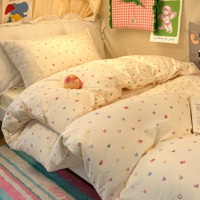 91家纺网 家纺一手货源 找家纺 （总）澜妃 2025新款糯叽叽水洗棉全棉蕾丝花边宿舍床上下铺三件套-艾意系列