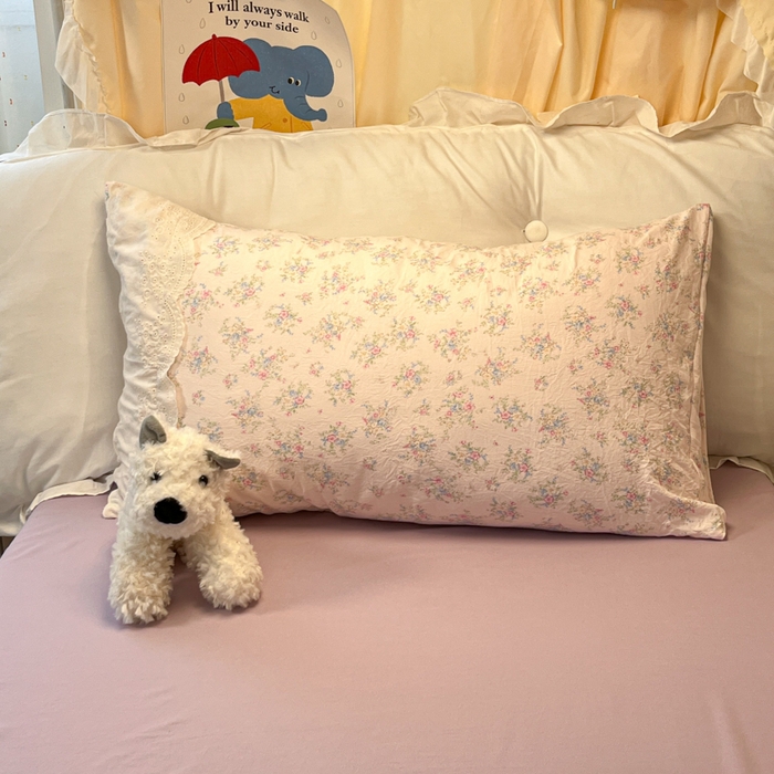 91家纺网 家纺一手货源 找家纺 澜妃 2025新款糯叽叽水洗棉全棉蕾丝花边宿舍床上下铺三件套-艾意系列 艾意-半路月亮