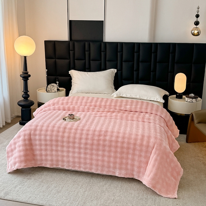 91家纺网 家纺一手货源 找家纺 （总）乐窝家纺仓储 2025新款简约纯色泡泡毛毯毯子