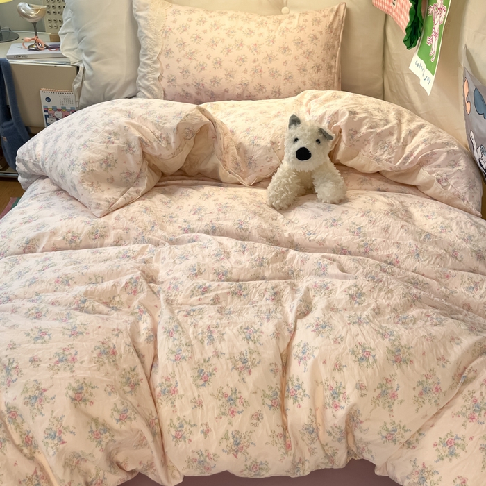 91家纺网 家纺一手货源 找家纺 澜妃 2025新款糯叽叽水洗棉全棉蕾丝花边宿舍床上下铺三件套-艾意系列 艾意-半路月亮