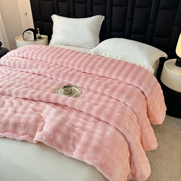 91家纺网 家纺一手货源 找家纺 （总）乐窝家纺仓储 2025新款简约纯色泡泡毛毯毯子