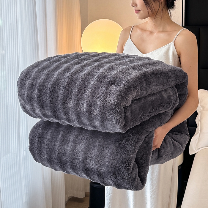 91家纺网 家纺一手货源 找家纺 （总）乐窝家纺仓储 2025新款简约纯色泡泡毛毯毯子