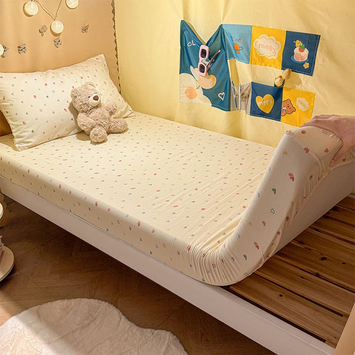 91家纺网 家纺一手货源 找家纺 （总）澜妃 2025新款糯叽叽单床笠印花单品床笠床笠单件-宿舍床系列CL