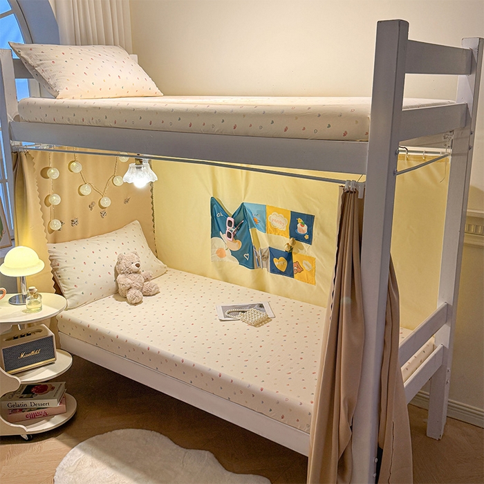 91家纺网 家纺一手货源 找家纺 （总）澜妃 2025新款糯叽叽单床笠印花单品床笠床笠单件-宿舍床系列CL