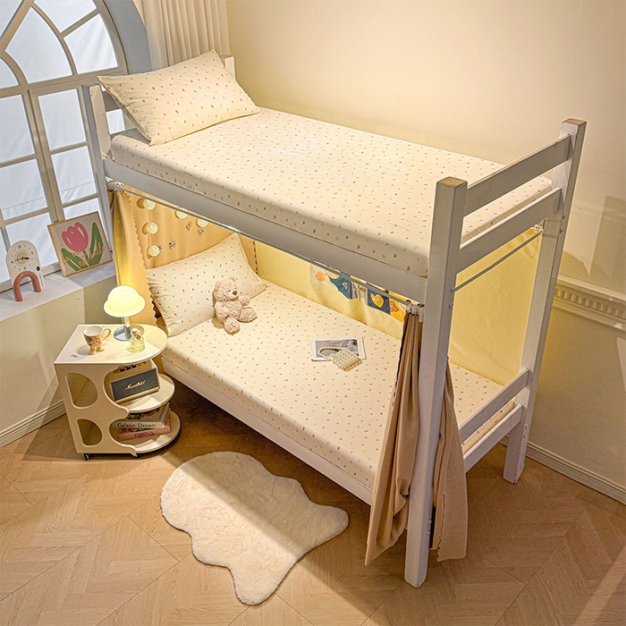 91家纺网 家纺一手货源 找家纺 （总）澜妃 2025新款糯叽叽单床笠印花单品床笠床笠单件-宿舍床系列CL