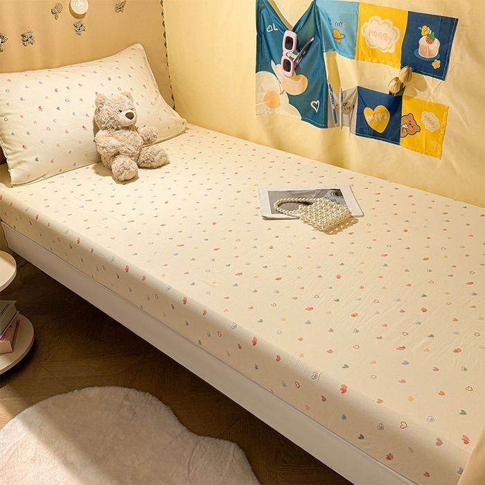 91家纺网 家纺一手货源 找家纺 （总）澜妃 2025新款糯叽叽单床笠印花单品床笠床笠单件-宿舍床系列CL