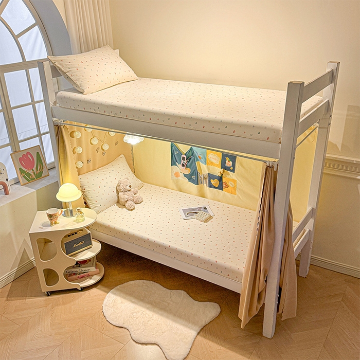 91家纺网 家纺一手货源 找家纺 （总）澜妃 2025新款糯叽叽单床笠印花单品床笠床笠单件-宿舍床系列CL