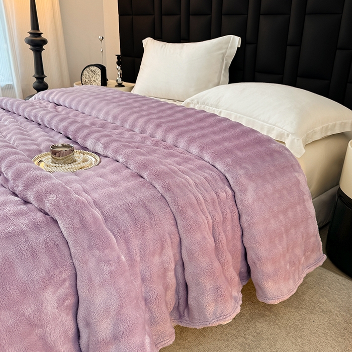 91家纺网 家纺一手货源 找家纺 乐窝家纺仓储 2025新款简约纯色泡泡毛毯毯子 泡泡纯色-紫色