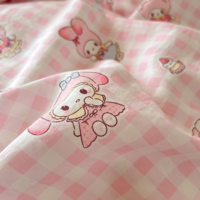 91家纺网 家纺一手货源 找家纺 （总）澜妃 2025新款亲肤舒适糯叽叽水洗棉简单印花小清新系列学生床三四件套