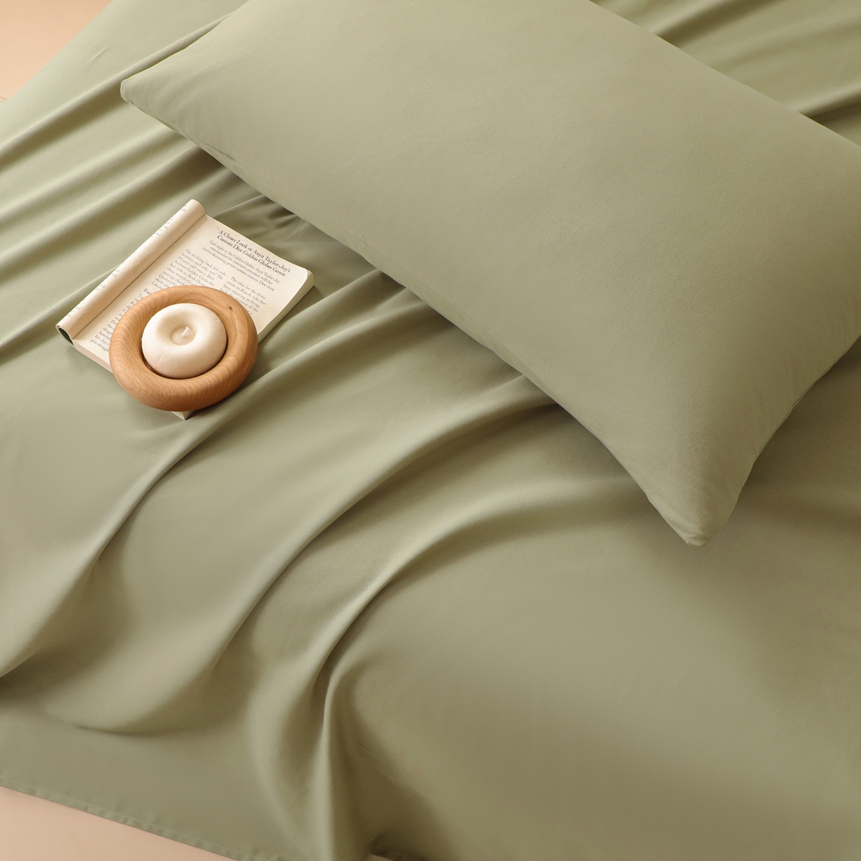 91家纺网 家纺一手货源 找家纺 寐眠 2025新款全棉磨毛床单枕套 抹茶绿