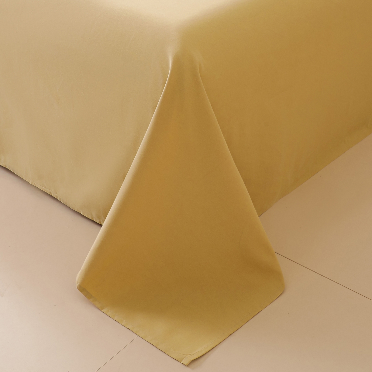 91家纺网 家纺一手货源 找家纺 寐眠 2025新款全棉磨毛床单枕套 奶油黄