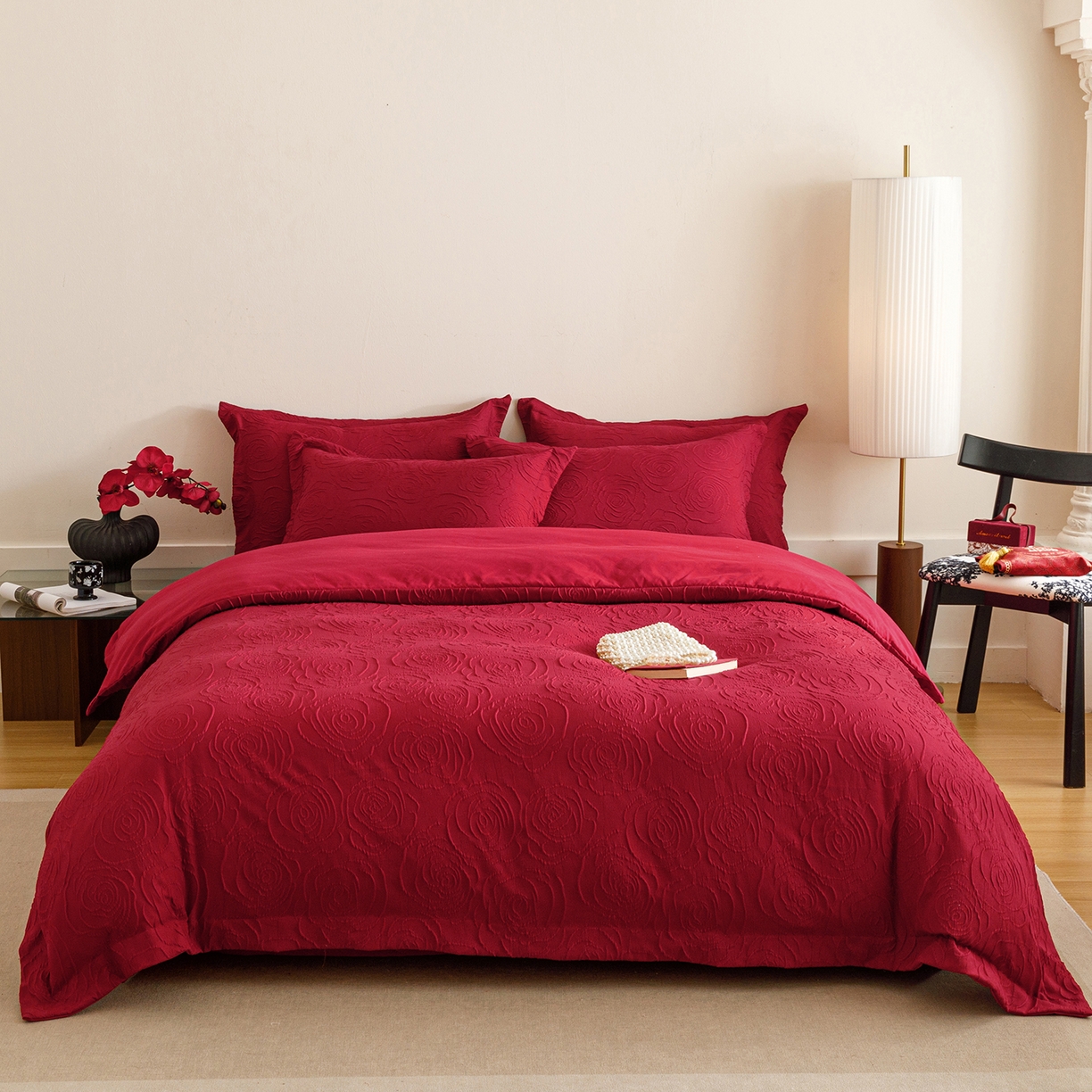 91家纺网 家纺一手货源 找家纺 （总）苏源家居 2025新款色织提花玫瑰系列四件套