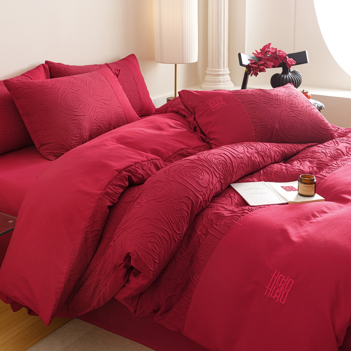 91家纺网 家纺一手货源 找家纺 （总）苏源家居 2025新款色织提花玫瑰系列四件套