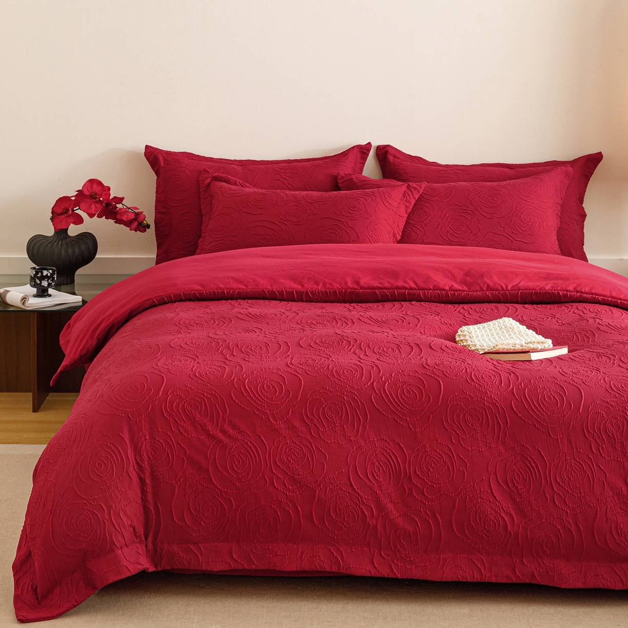 91家纺网 家纺一手货源 找家纺 （总）苏源家居 2025新款色织提花玫瑰系列四件套