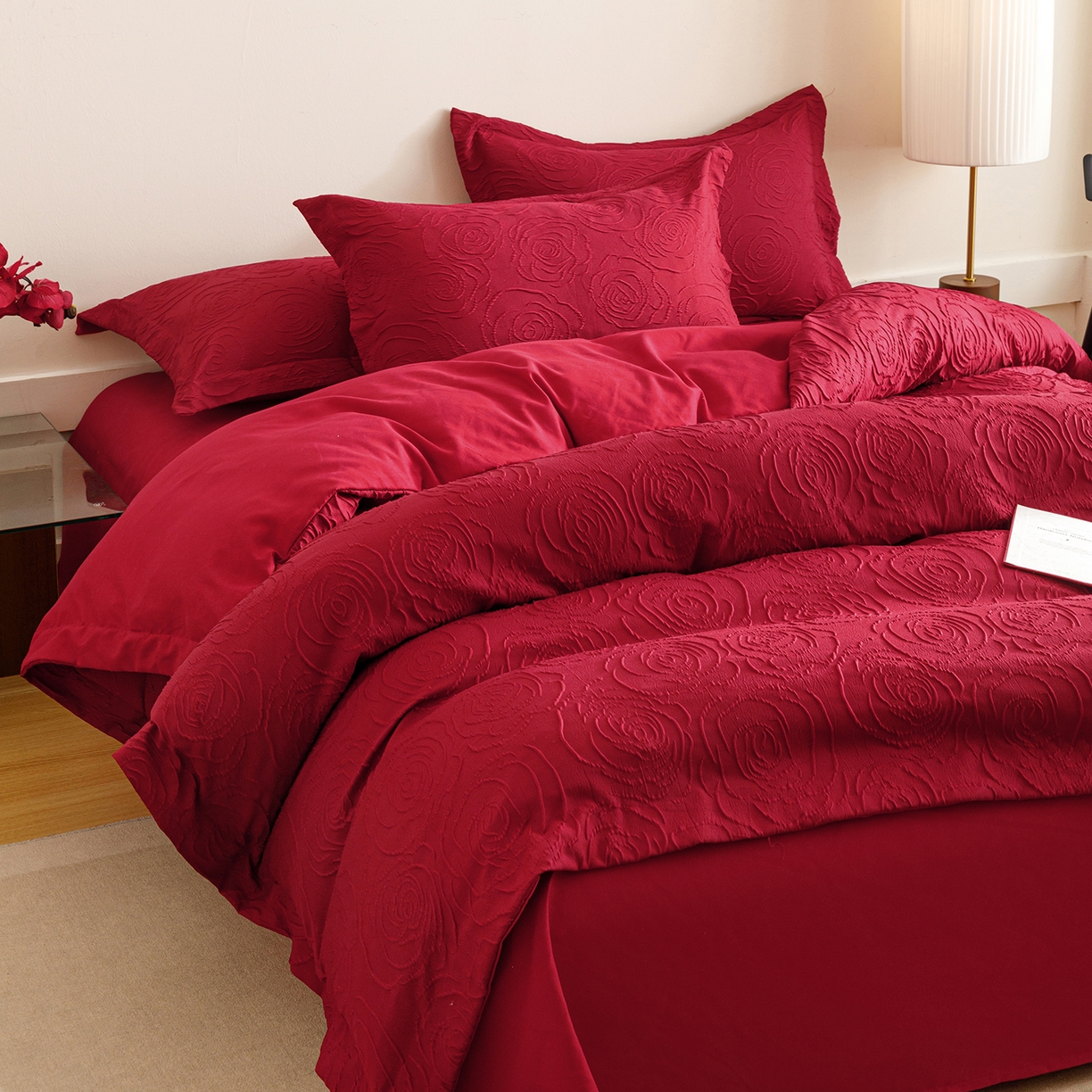 91家纺网 家纺一手货源 找家纺 （总）苏源家居 2025新款色织提花玫瑰系列四件套