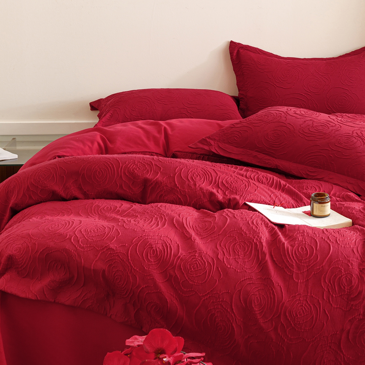 91家纺网 家纺一手货源 找家纺 （总）苏源家居 2025新款色织提花玫瑰系列四件套