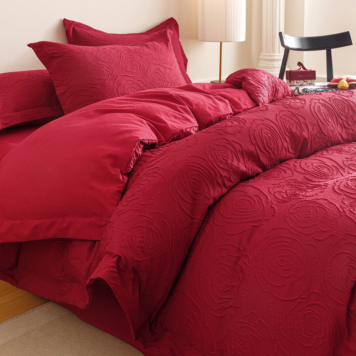 91家纺网 家纺一手货源 找家纺 （总）苏源家居 2025新款色织提花玫瑰系列四件套