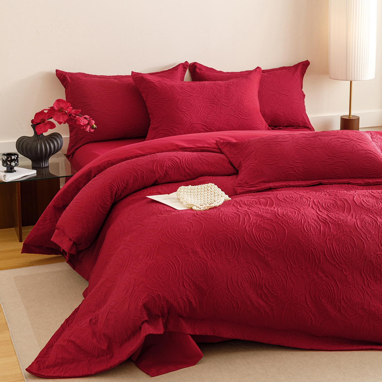 91家纺网 家纺一手货源 找家纺 （总）苏源家居 2025新款色织提花玫瑰系列四件套