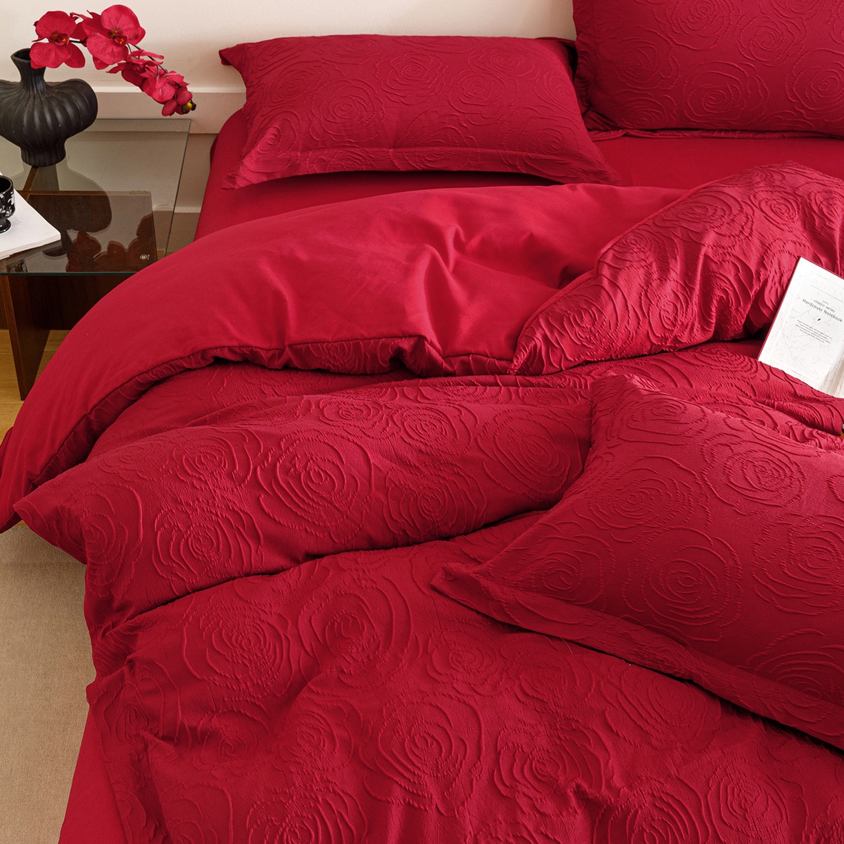 91家纺网 家纺一手货源 找家纺 （总）苏源家居 2025新款色织提花玫瑰系列四件套