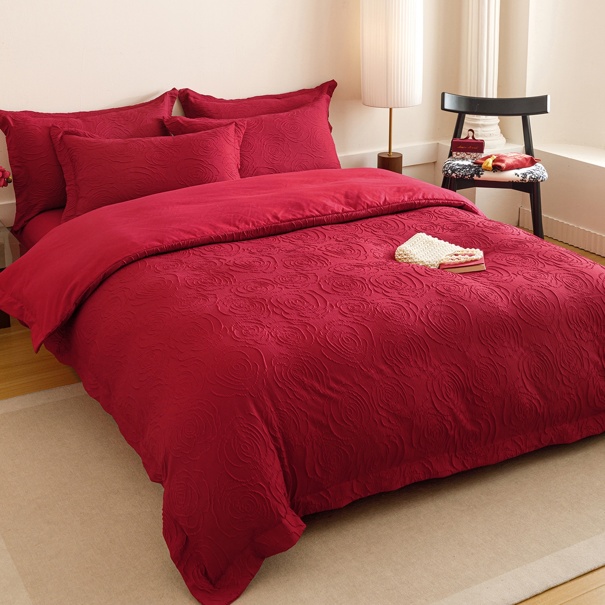 91家纺网 家纺一手货源 找家纺 （总）苏源家居 2025新款色织提花玫瑰系列四件套