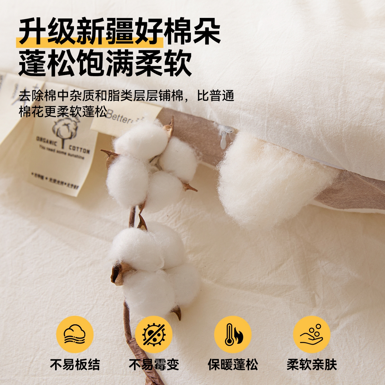 91家纺网 家纺一手货源 找家纺 创优（专版烫画.翻版必究）2025新款立体棉花被100%新疆棉棉花被春秋被冬被子被芯四季被 棉自新疆-米白