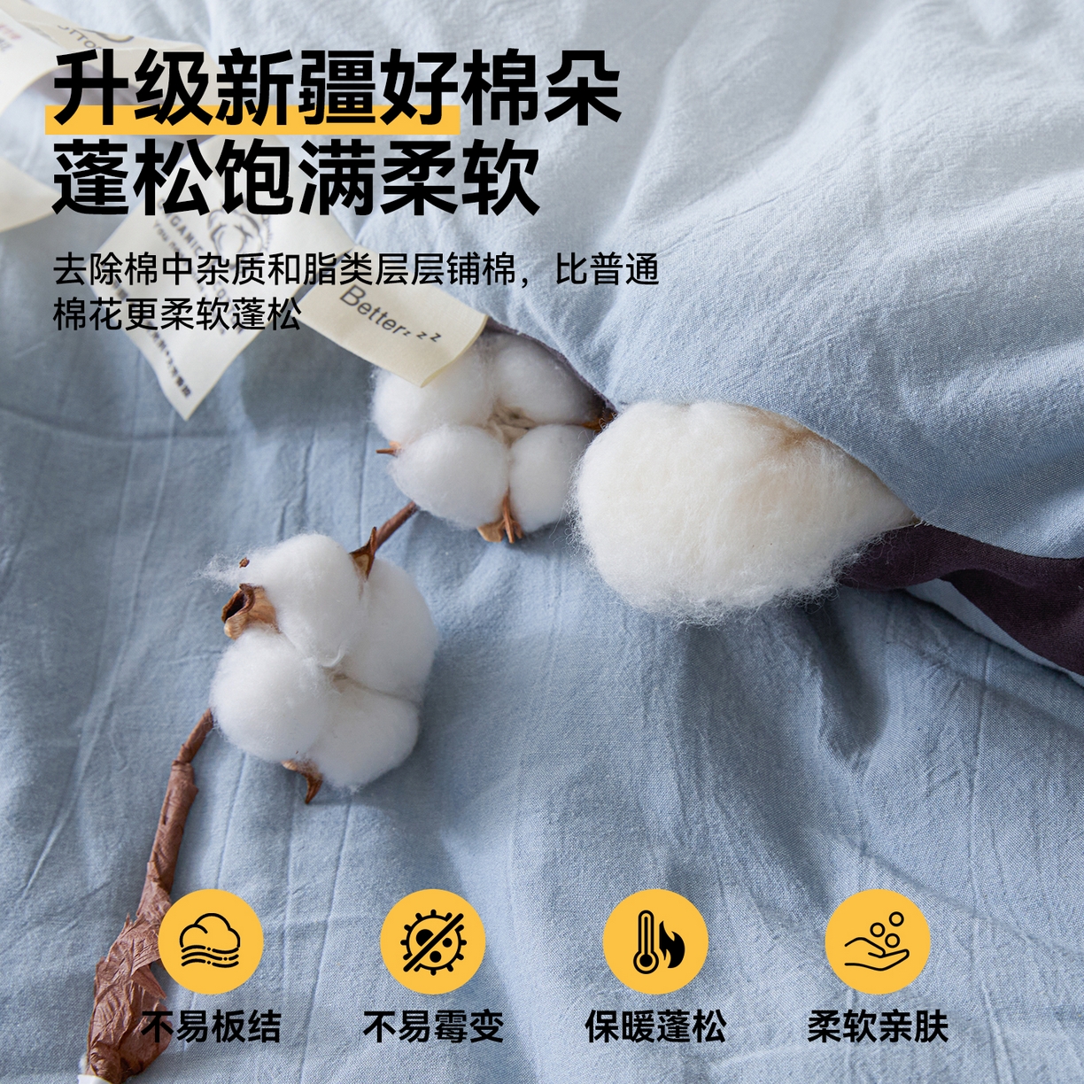 91家纺网 家纺一手货源 找家纺 创优（专版烫画.翻版必究）2025新款立体棉花被100%新疆棉棉花被春秋被冬被子被芯四季被 棉自新疆-浅蓝