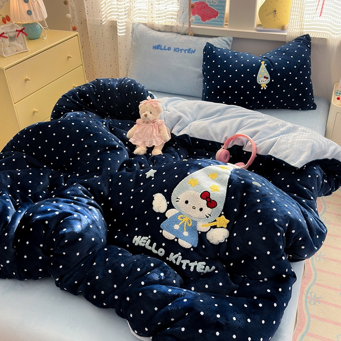 星禾优选 2025新款高克重牛奶绒毛巾绣四件套 礼帽小猫