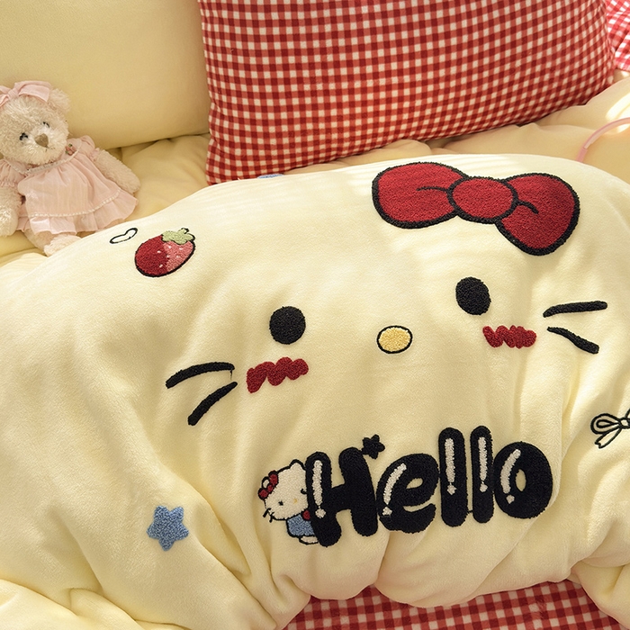 91家纺网 家纺一手货源 找家纺 星禾优选 2025新款高克重牛奶绒毛巾绣四件套 没脸猫