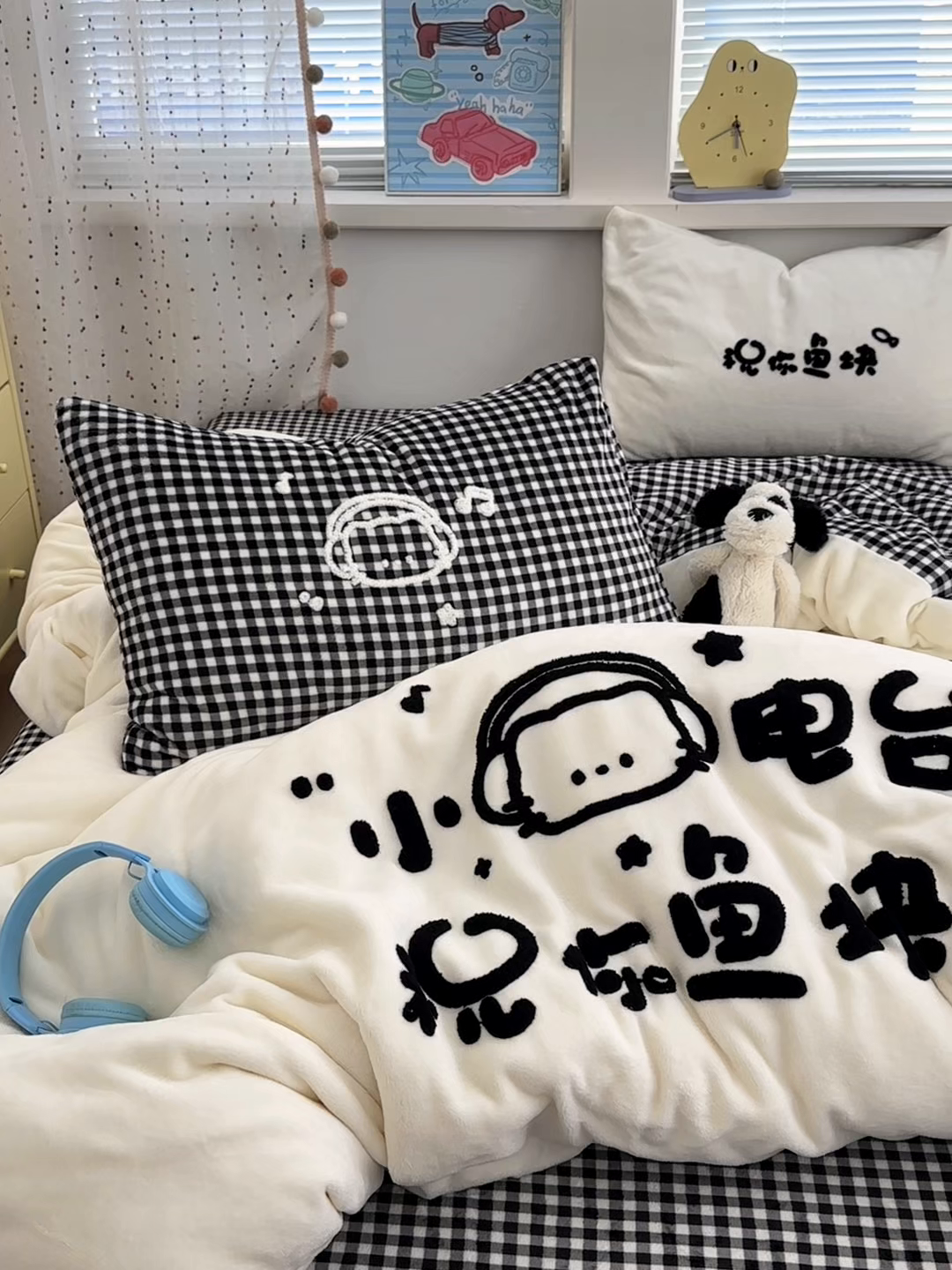 91家纺网 家纺一手货源 找家纺 星禾优选 2025新款高克重牛奶绒毛巾绣四件套 祝你鱼快