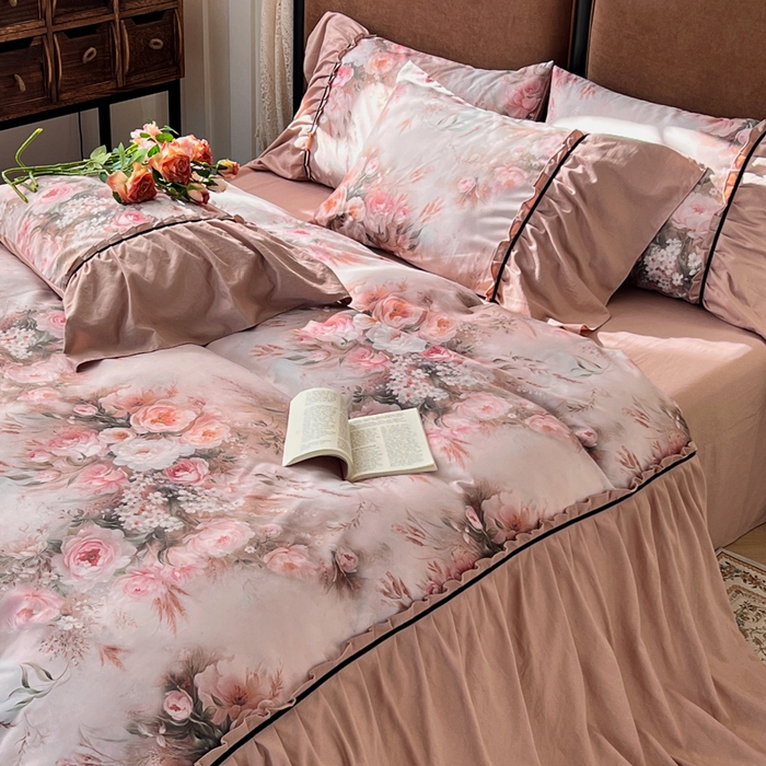 91家纺网 家纺一手货源 找家纺 （总）棠颂家纺 2025新款法式锦棉缎数码印花四件套