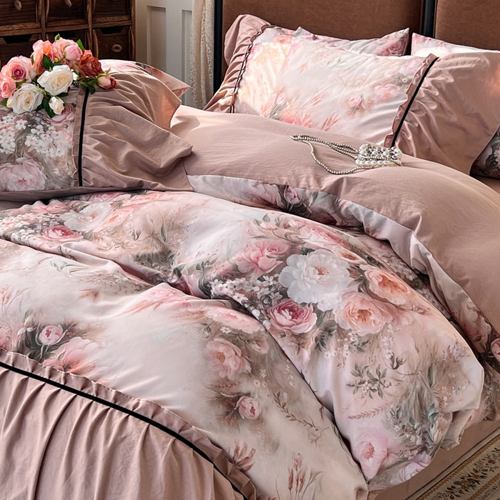 91家纺网 家纺一手货源 找家纺 （总）棠颂家纺 2025新款法式锦棉缎数码印花四件套