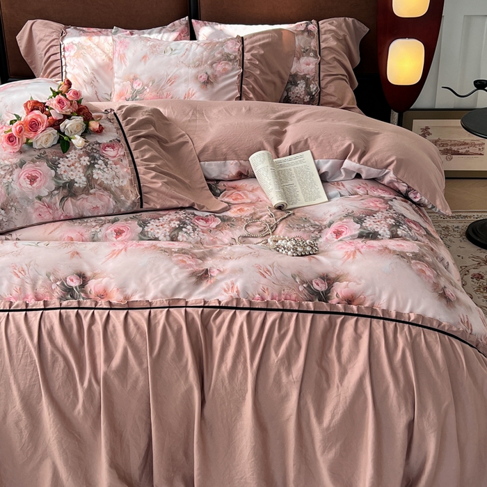 91家纺网 家纺一手货源 找家纺 （总）棠颂家纺 2025新款法式锦棉缎数码印花四件套