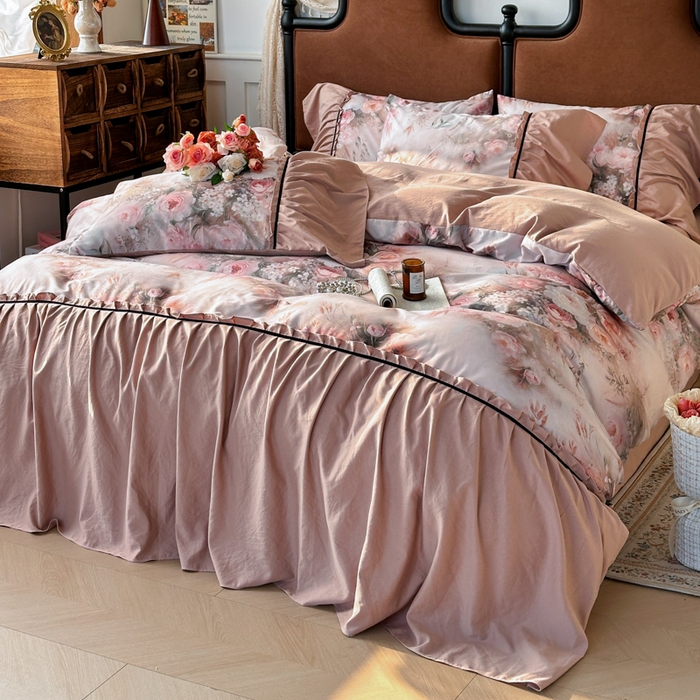 91家纺网 家纺一手货源 找家纺 （总）棠颂家纺 2025新款法式锦棉缎数码印花四件套