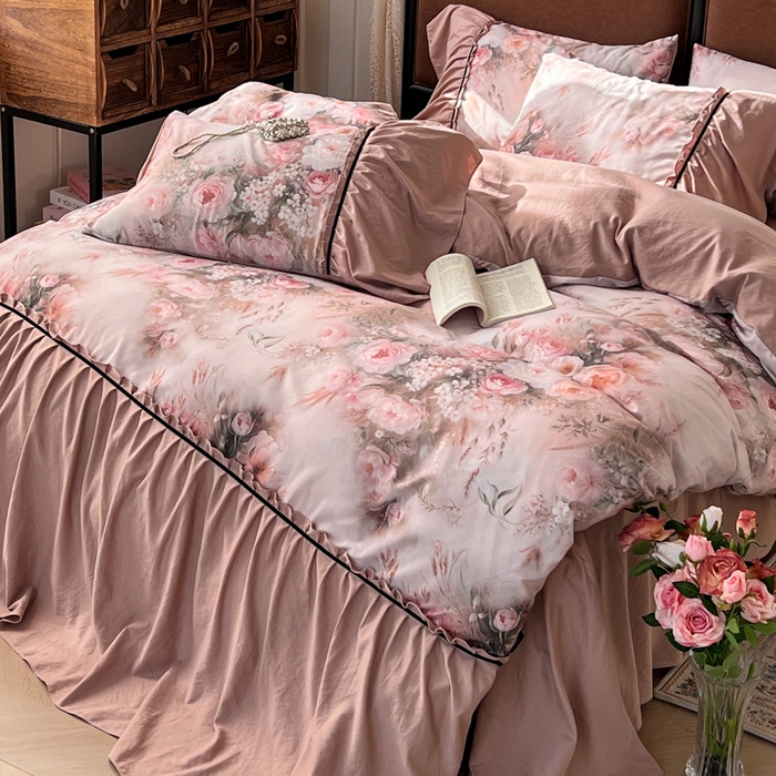 91家纺网 家纺一手货源 找家纺 （总）棠颂家纺 2025新款法式锦棉缎数码印花四件套