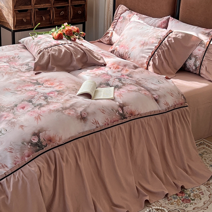 91家纺网 家纺一手货源 找家纺 （总）棠颂家纺 2025新款法式锦棉缎数码印花四件套