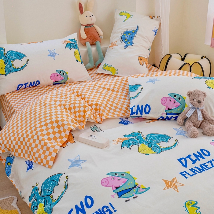 91家纺网 家纺一手货源 找家纺 （总）朵希曼 2025新款AB版全棉小猪佩奇系列四件套