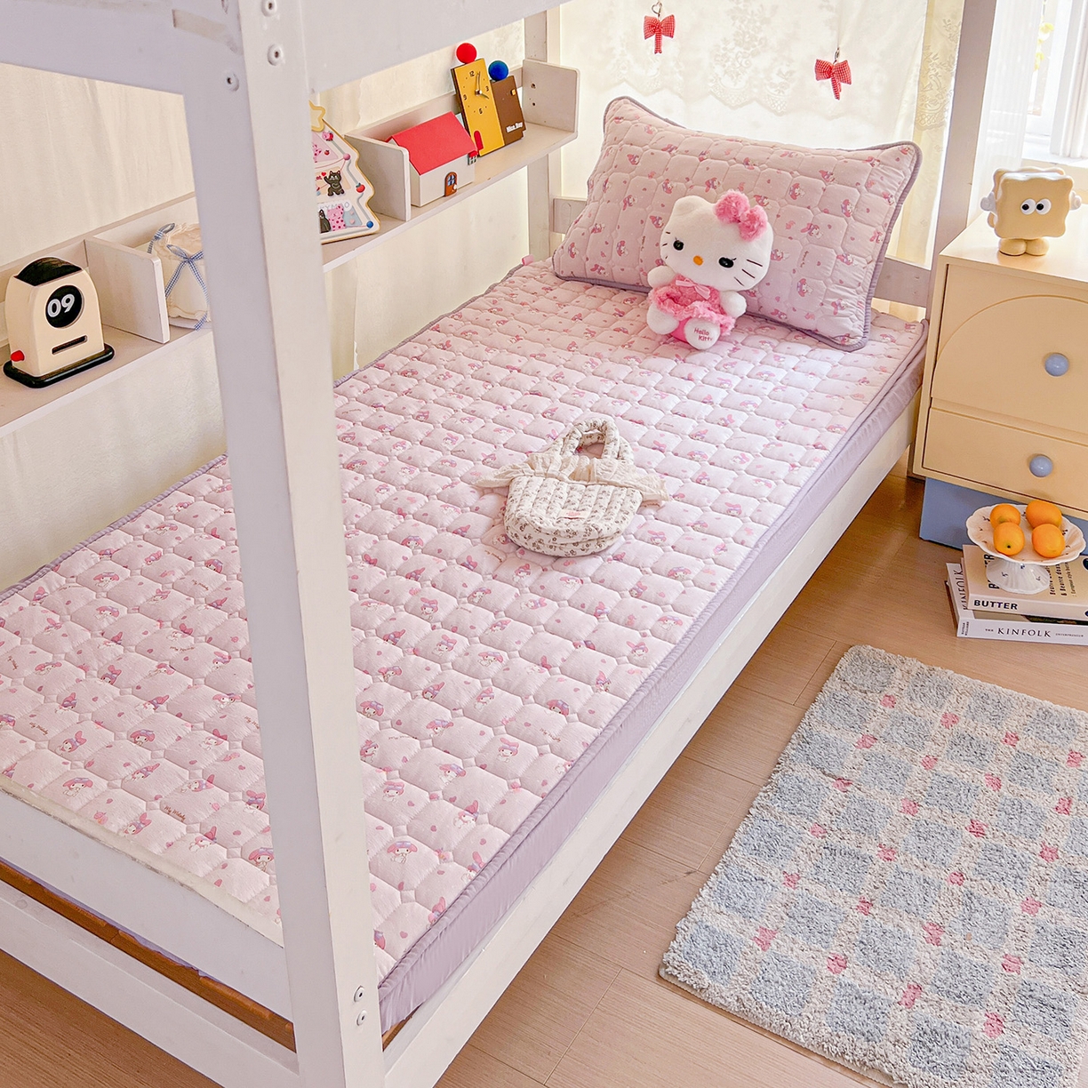 91家纺网 家纺一手货源 找家纺 星禾优选 2025新款三丽鸥云感双层纱夹棉床笠系列 床笠款-糯叽美乐蒂