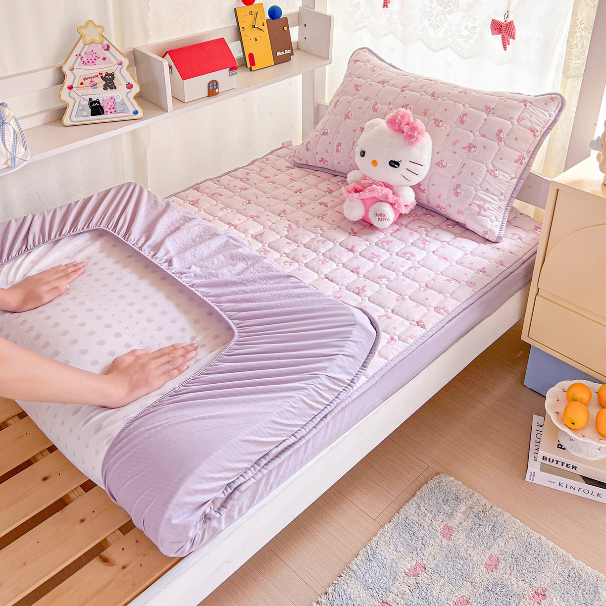 星禾优选 2025新款三丽鸥云感双层纱夹棉床笠系列 床笠款-糯叽美乐蒂