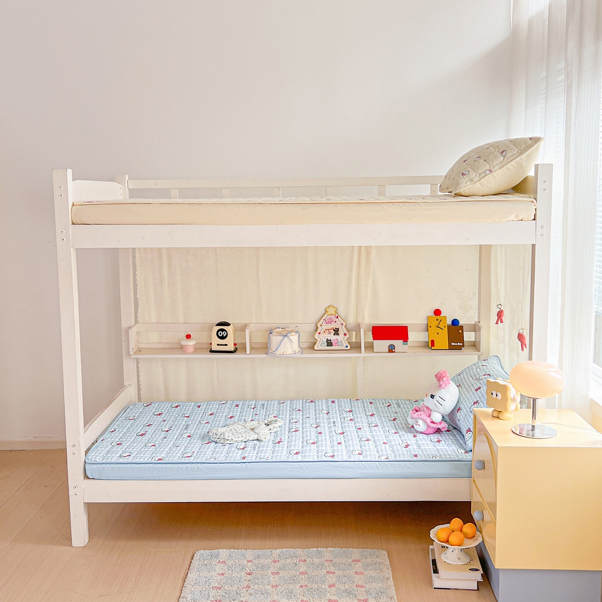 91家纺网 家纺一手货源 找家纺 星禾优选 2025新款三丽鸥云感双层纱夹棉床笠系列 床笠款-胡须蓝kt