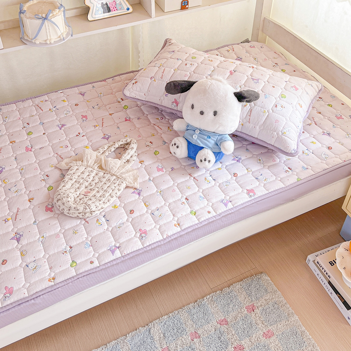 91家纺网 家纺一手货源 找家纺 星禾优选 2025新款三丽鸥云感双层纱夹棉床笠系列 床笠款-丽鸥星球