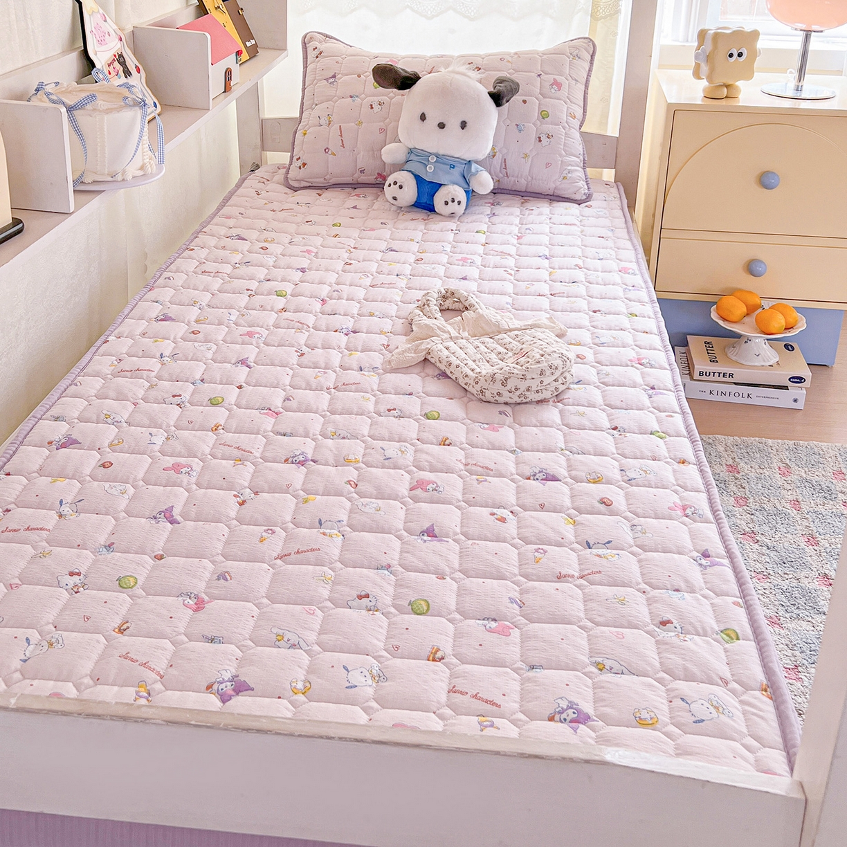 91家纺网 家纺一手货源 找家纺 星禾优选 2025新款三丽鸥云感双层纱夹棉床笠系列 床笠款-丽鸥星球