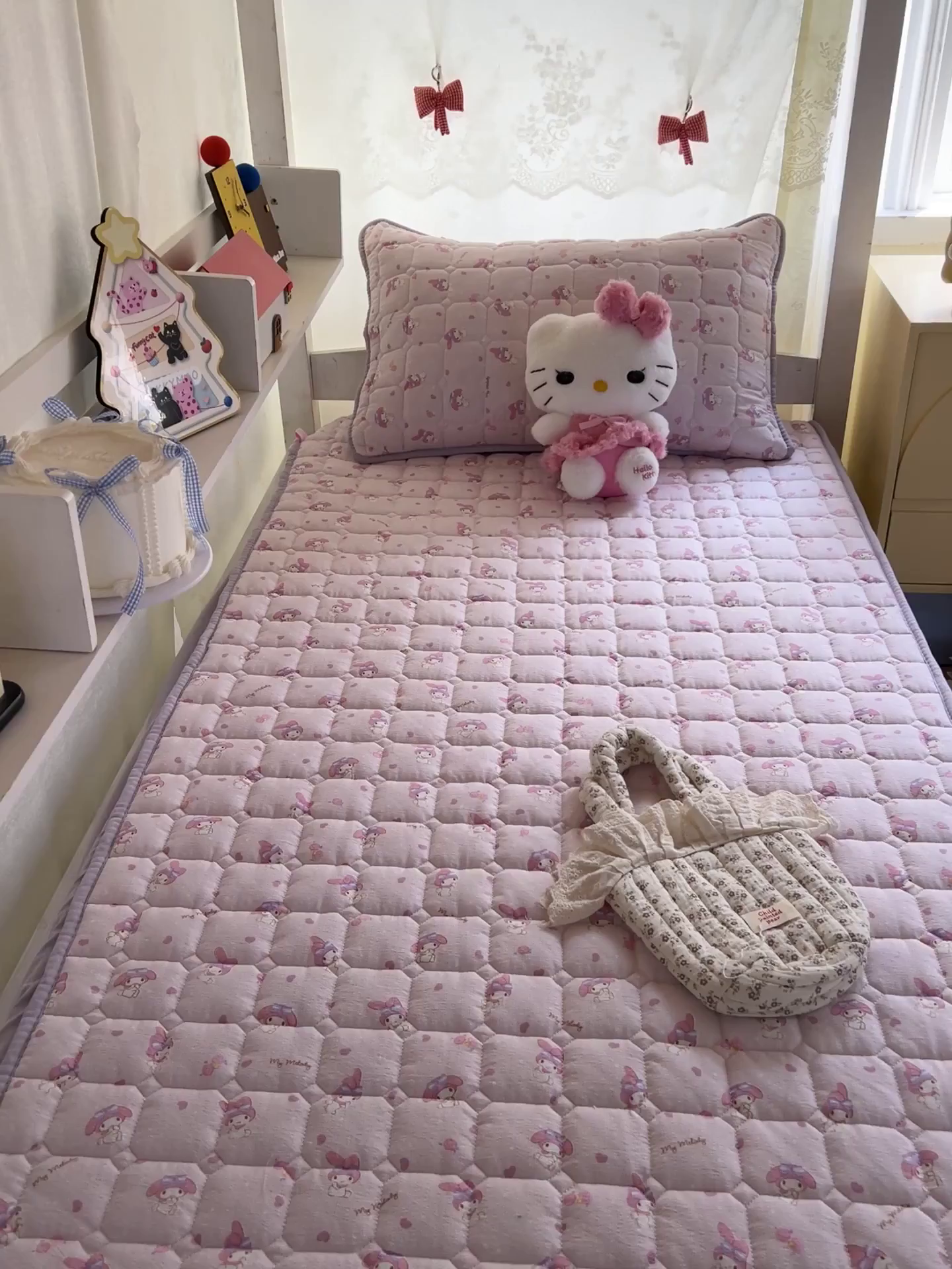 91家纺网 家纺一手货源 找家纺 星禾优选 2025新款三丽鸥云感双层纱夹棉床笠系列 床笠款-糯叽美乐蒂