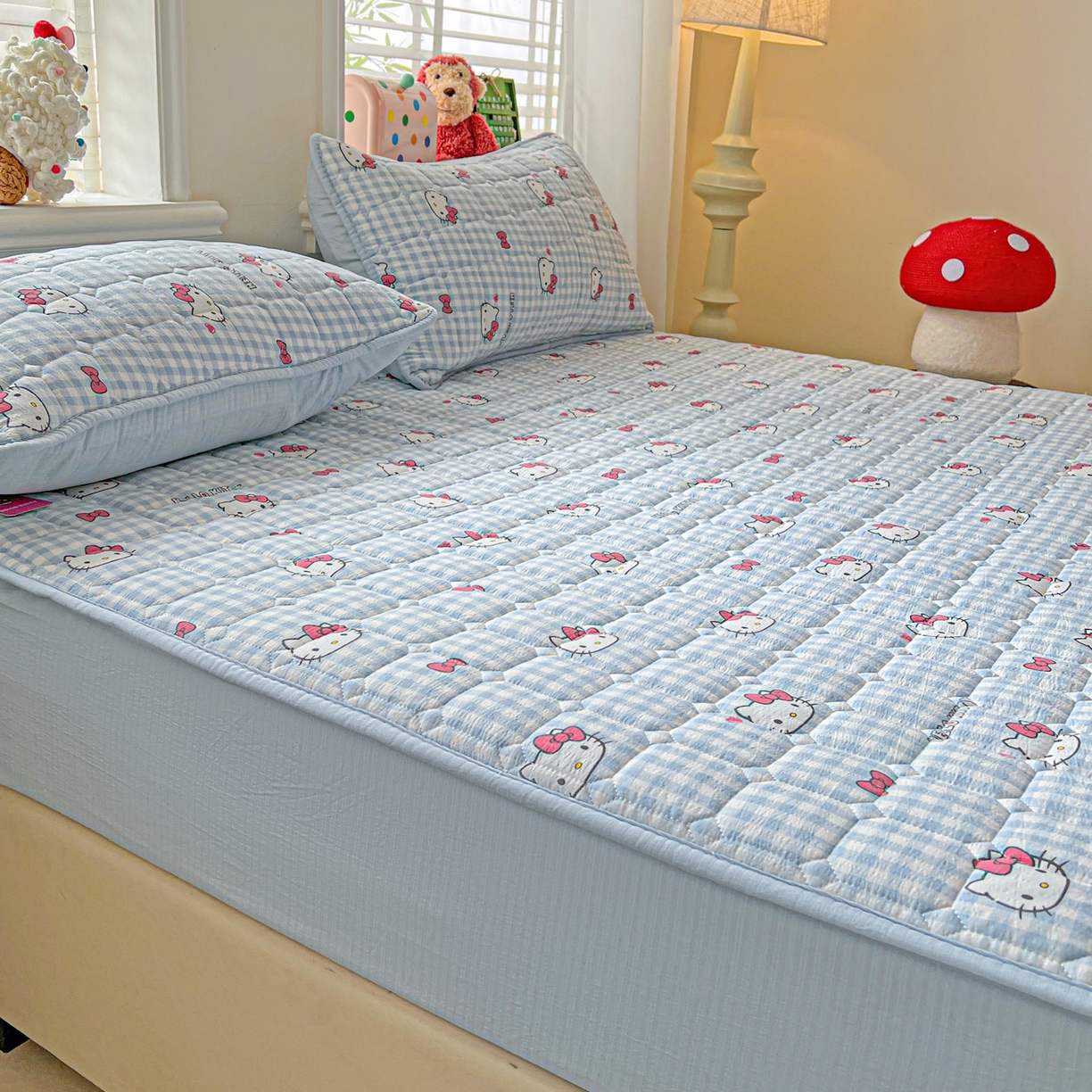 91家纺网 家纺一手货源 找家纺 （总）星禾优选 2025新款三丽鸥云感双层纱夹棉床笠系列-大床款