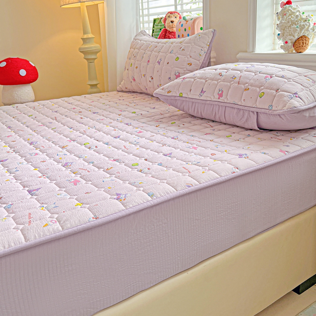 91家纺网 家纺一手货源 找家纺 星禾优选 2025新款三丽鸥云感双层纱夹棉床笠系列-大床款 床笠款-丽鸥星球