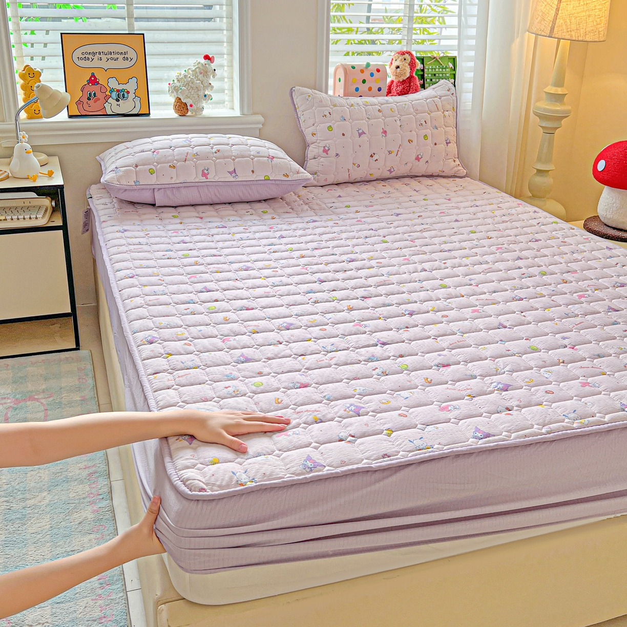 星禾优选 2025新款三丽鸥云感双层纱夹棉床笠系列-大床款 床笠款-丽鸥星球