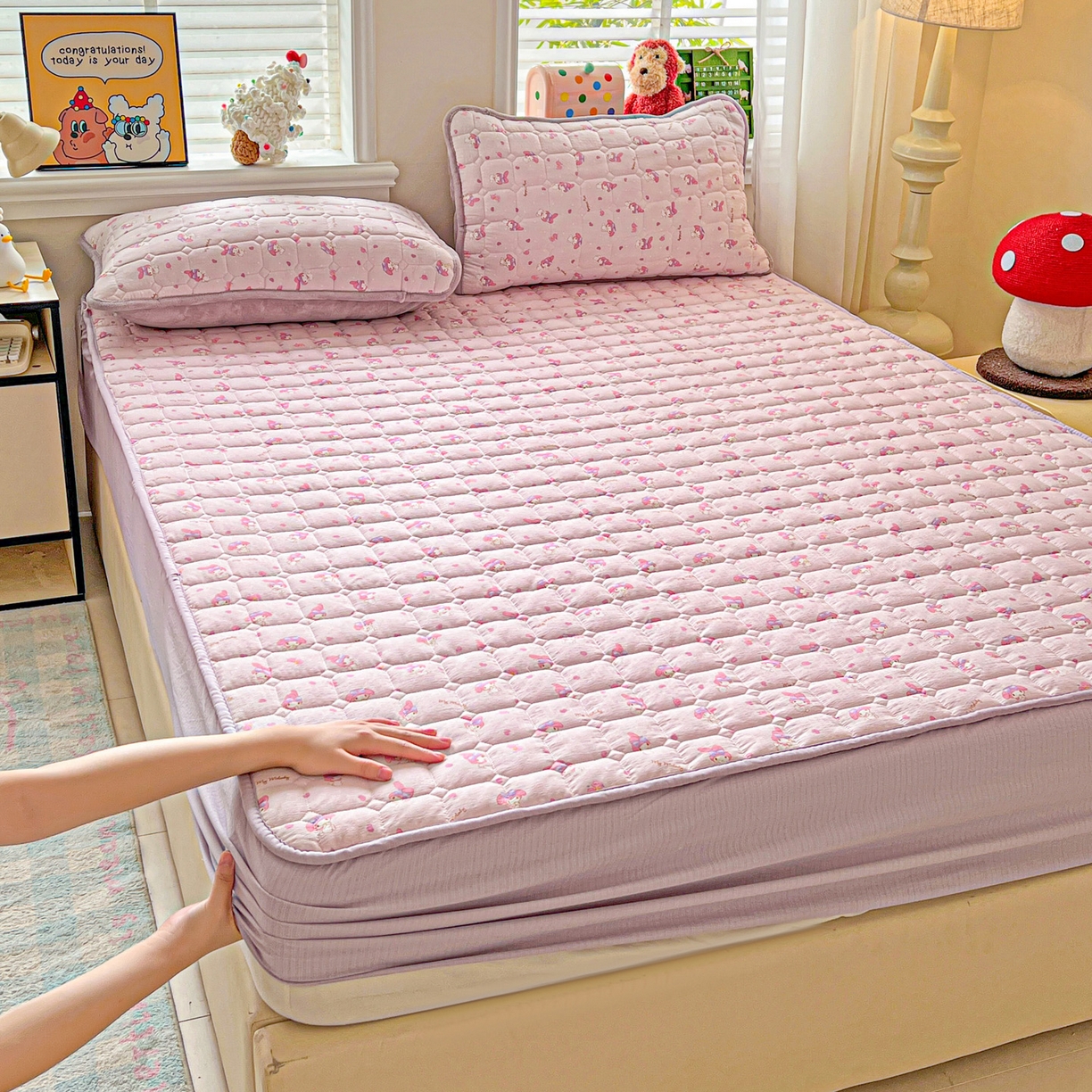 星禾优选 2025新款三丽鸥云感双层纱夹棉床笠系列-大床款 床笠款-糯叽美乐蒂