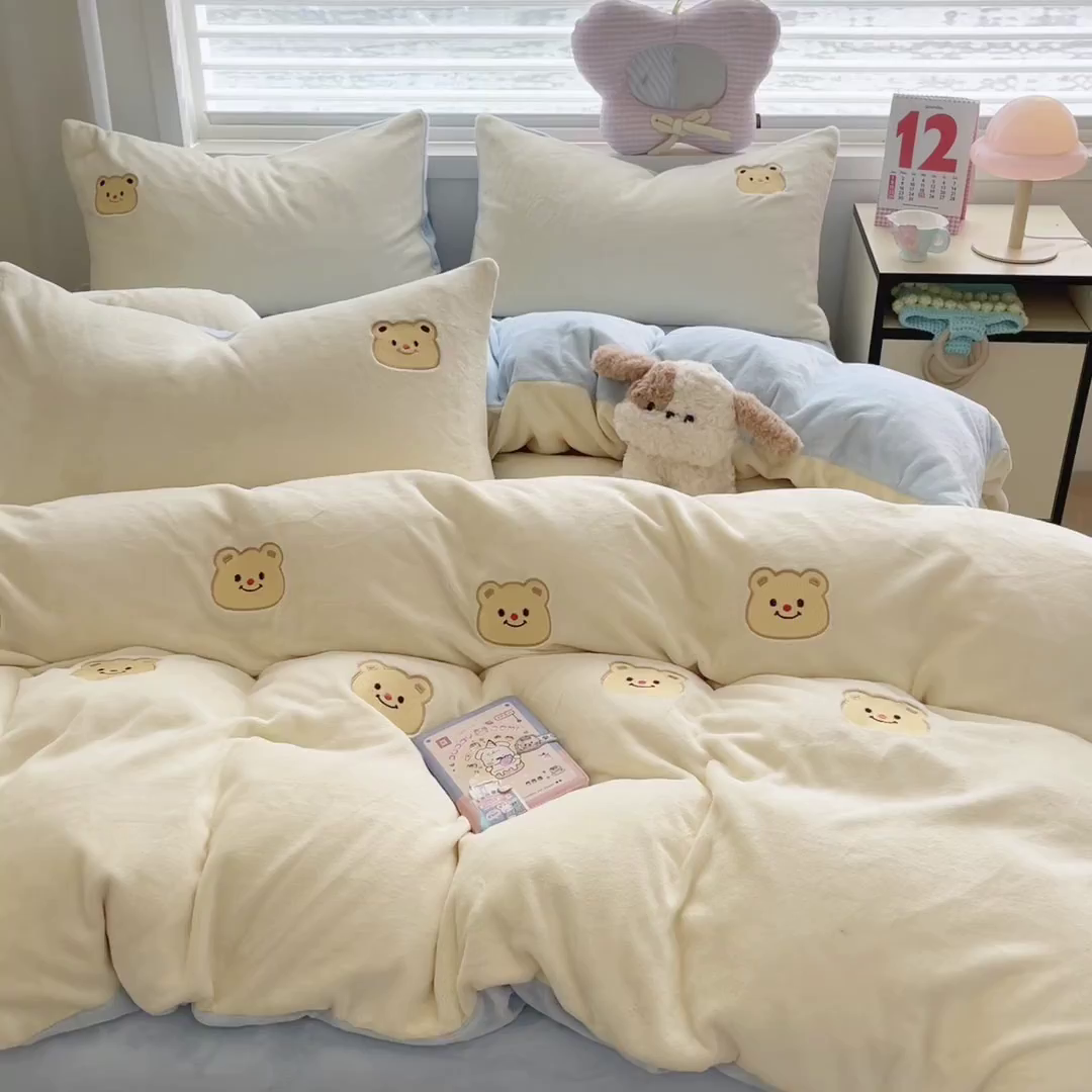 91家纺网 家纺一手货源 找家纺 （总）如一 2025新款200克缸染高克重精绣牛奶绒四件套